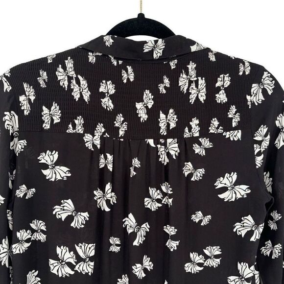 Anthropologie Maeve Emory Printed Buttondown Shirt Black/White Size 0 - Picture 8 of 12